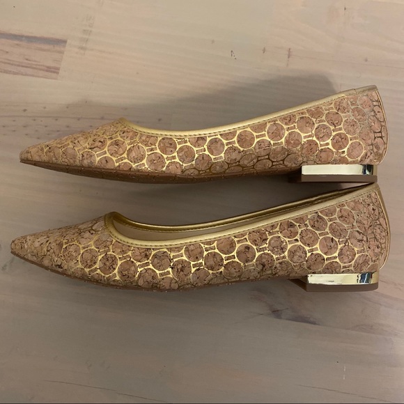 C Wonder Printed Gold Cork Pointy Flats 8.5 - Picture 3 of 8